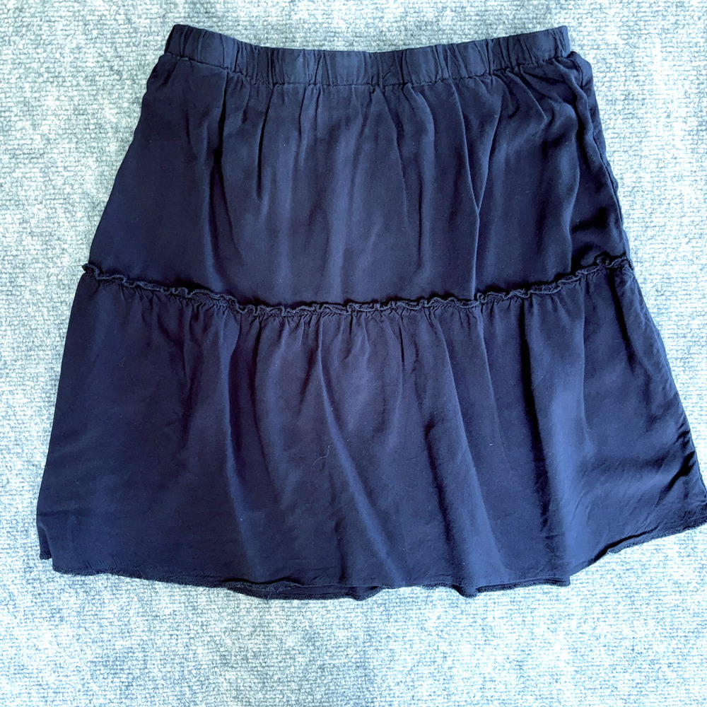 Brandy Melville Blue Tiered Mini Skirt Elastic Waist One Size Flowy Viscose
